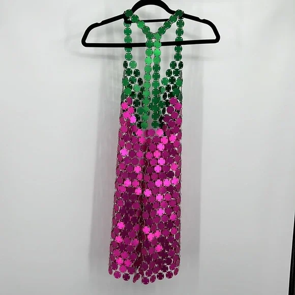 FANNIE SCHIAVONI Cara 2.0 Dress in Pink & Green